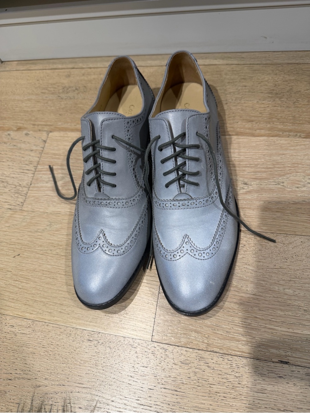 Cole Haan Silvery Gray Wingtip Shoes
